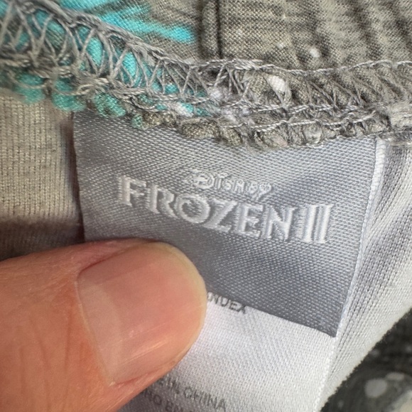 Frozen II 3T Girls Snowflake Print Gray & Blue Elsa Leggings Pants - Picture 4 of 5